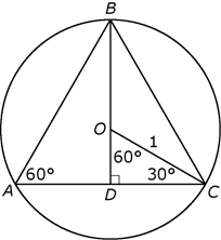 equilateral triangle inside a circle